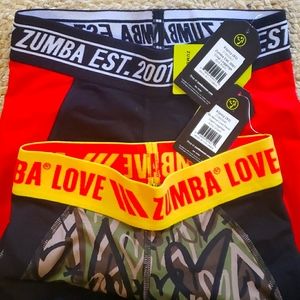 Two Zumba Love leggings. Est. 2001 Crop & Be About Love Panel Capri Army XS. NWT